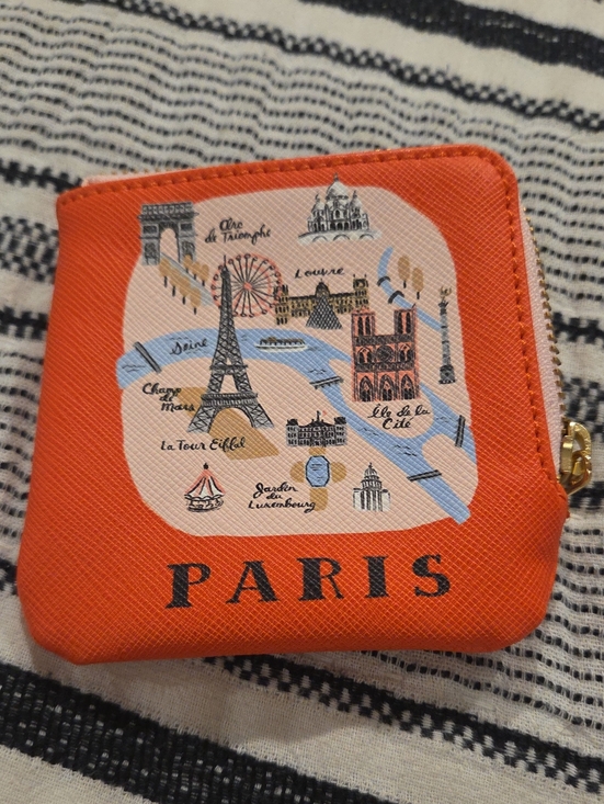 Rifle Paper Co. Handbags - Rifle Paper Co Anthropologie bright orange gold hardware Paris coin purse Rare